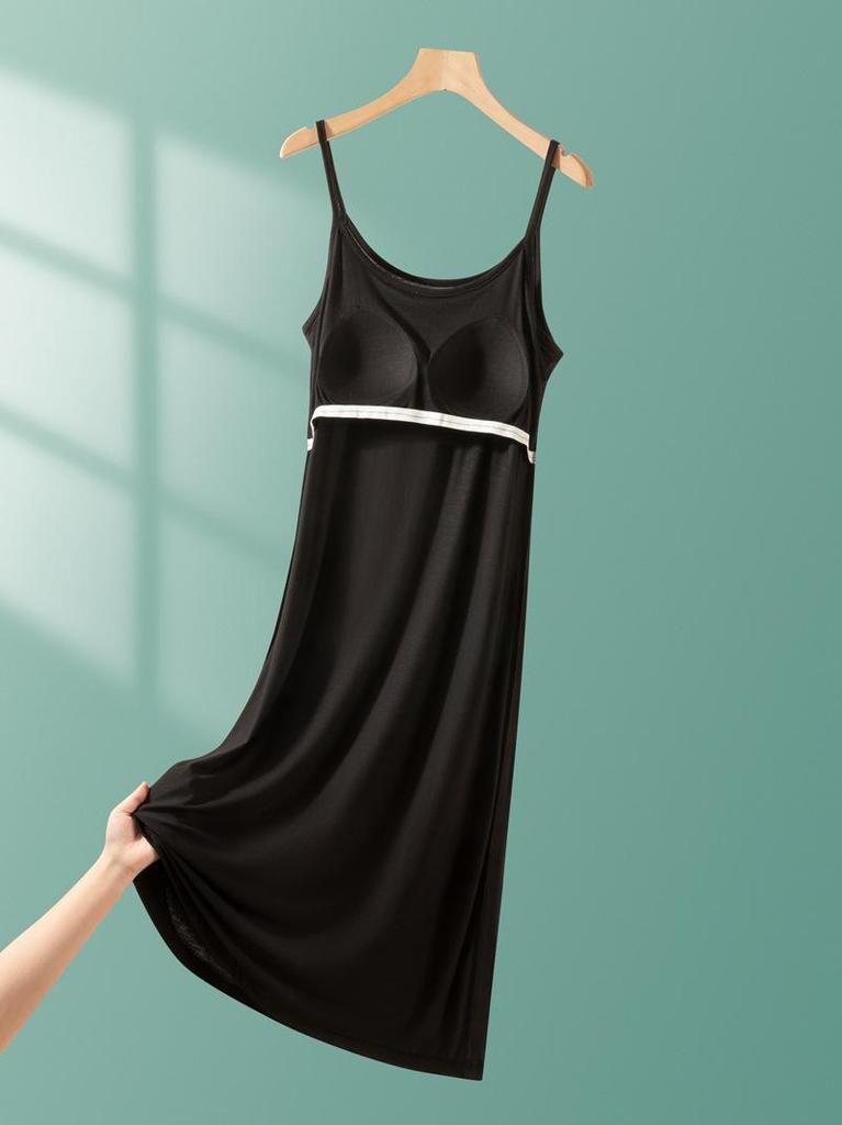 Modal Strappy Built-in Bra Summer Sleeveless Dress for Women 2025