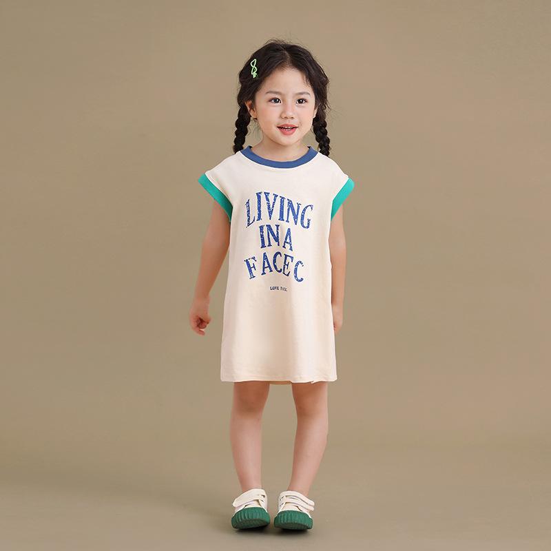 

Girls Loose Dress Summer Dress Children s Cute Contrasting Color Sleeveless Vest Dress 140
