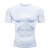 Men's Quick Dry Compression Fitness T-shirt, Casual Spiked Black Metal Pattern Athletic Tee for Gym Workout Running Training Activewear