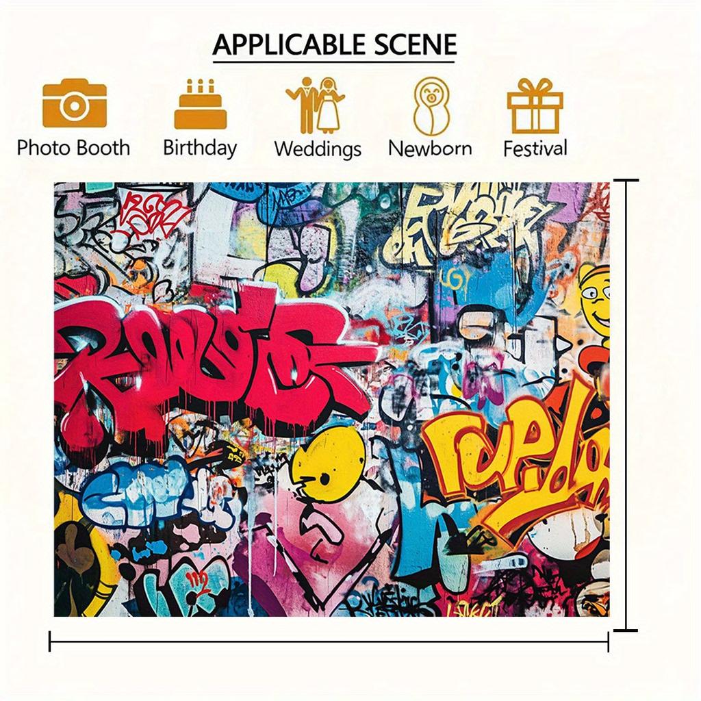 2D planar banners, 1 piece of colorful graffiti wallpaper background - filled with red, blue and yellow colors