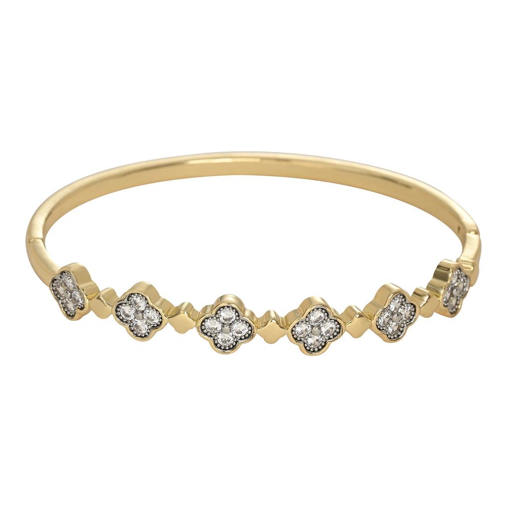 New Two-color Lucky Four-leaf Clover Bracelet Light Luxury Micro-paved Zircon Bracelet Trendy
