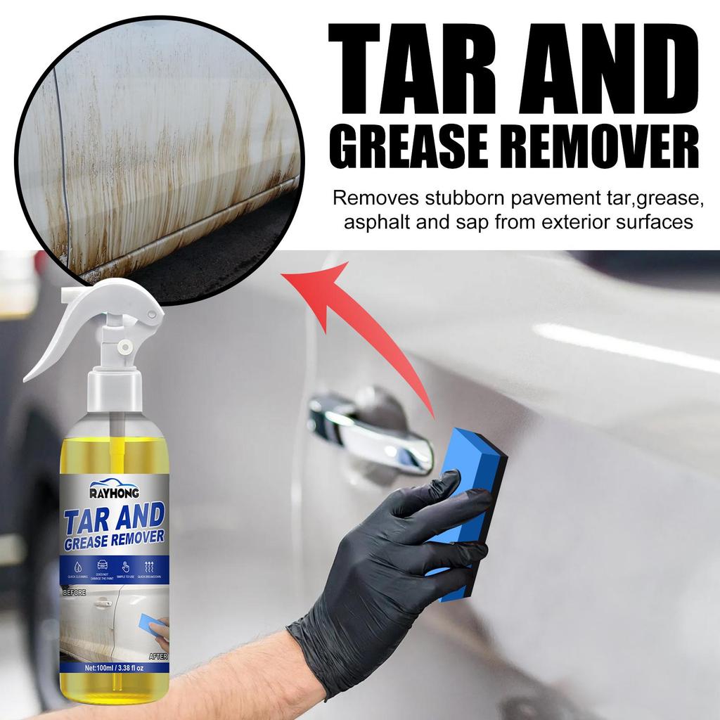Rayhong car degreasing cleaner, body oil, asphalt tar remover, outdoor tree sap, insect stains, body dirt cleaning and maintenance solution 100ml