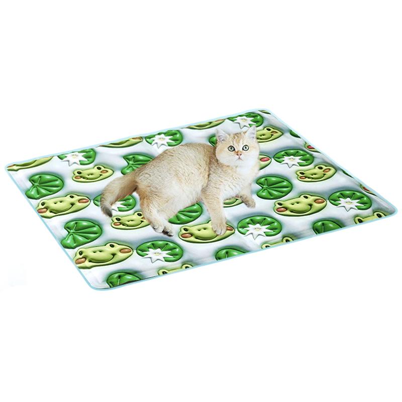 

M Size Cartoon PVC Coated Cloth+Gel Floor Pad Pet Nest Cushion Dog Cat Summer Cooling Mat Frog