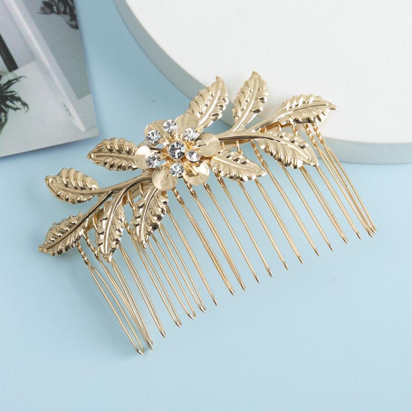 Wedding Hair Accessories Leaf Hair Clips for Women Fashion Crystal Bride Headdress Hairpin Crystal Hair Combs Girls Jewelry Gift