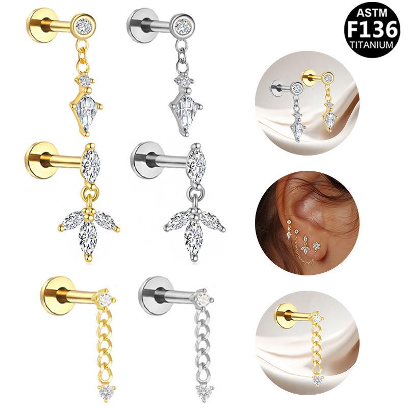 Elegant F136 Titanium Alloy Zircon-Inlaid Pendant Earrings