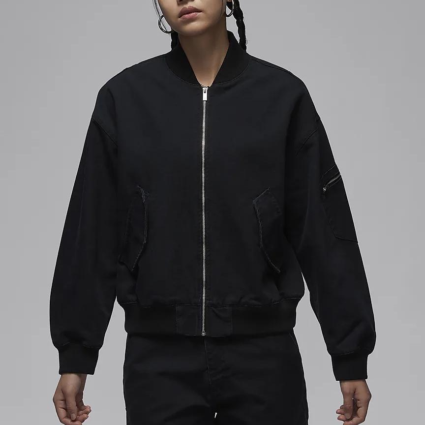 Jordan Renegade Solid Color Outdoor Casual Sports Zip Collar Jacket Women Jackets Black FV7147-010