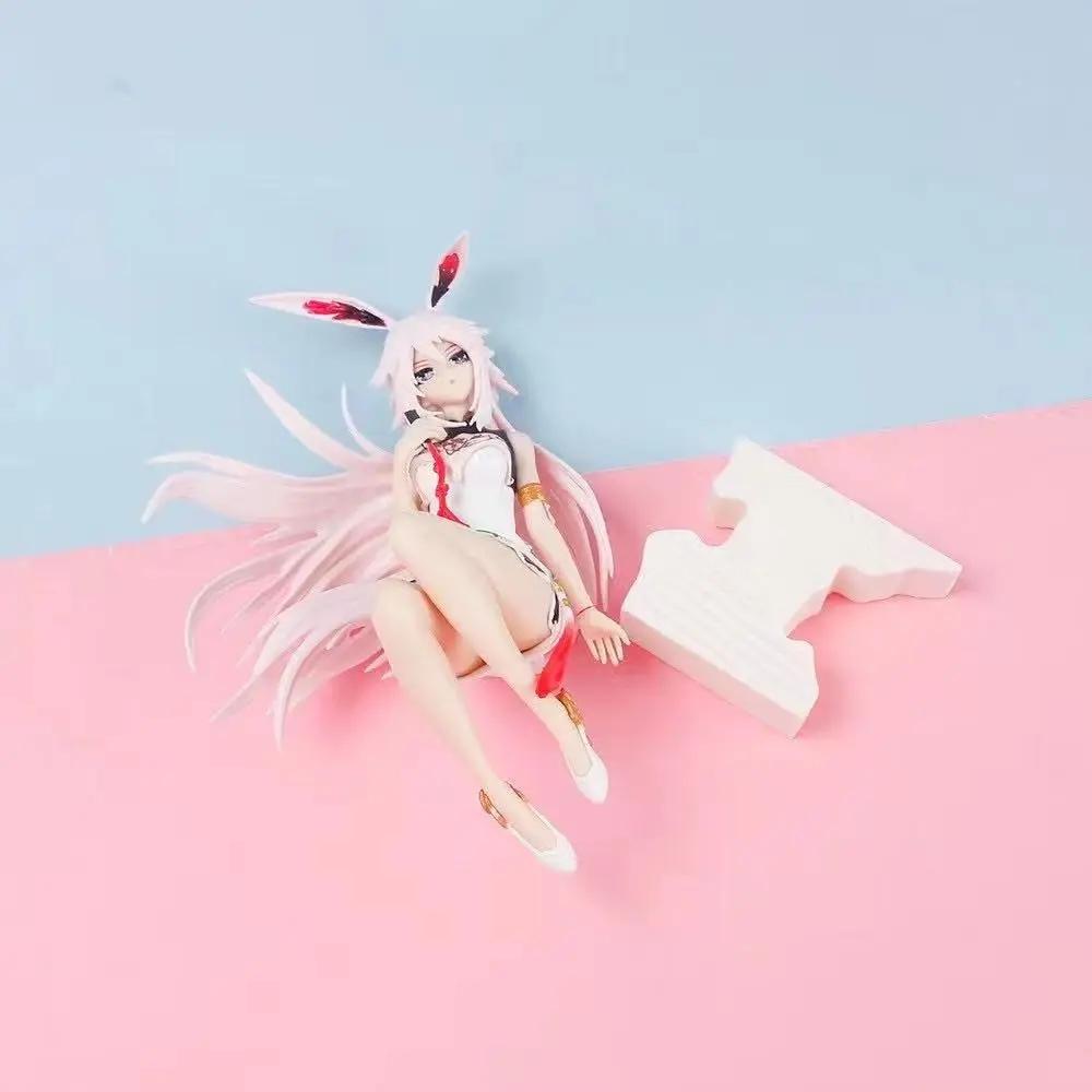 19CM Game Anime MmiHoYo Figure Yae Sakura Pink and White Sexy Cheongsam Seated Model Toys PVC Gift Doll Collection Ornament