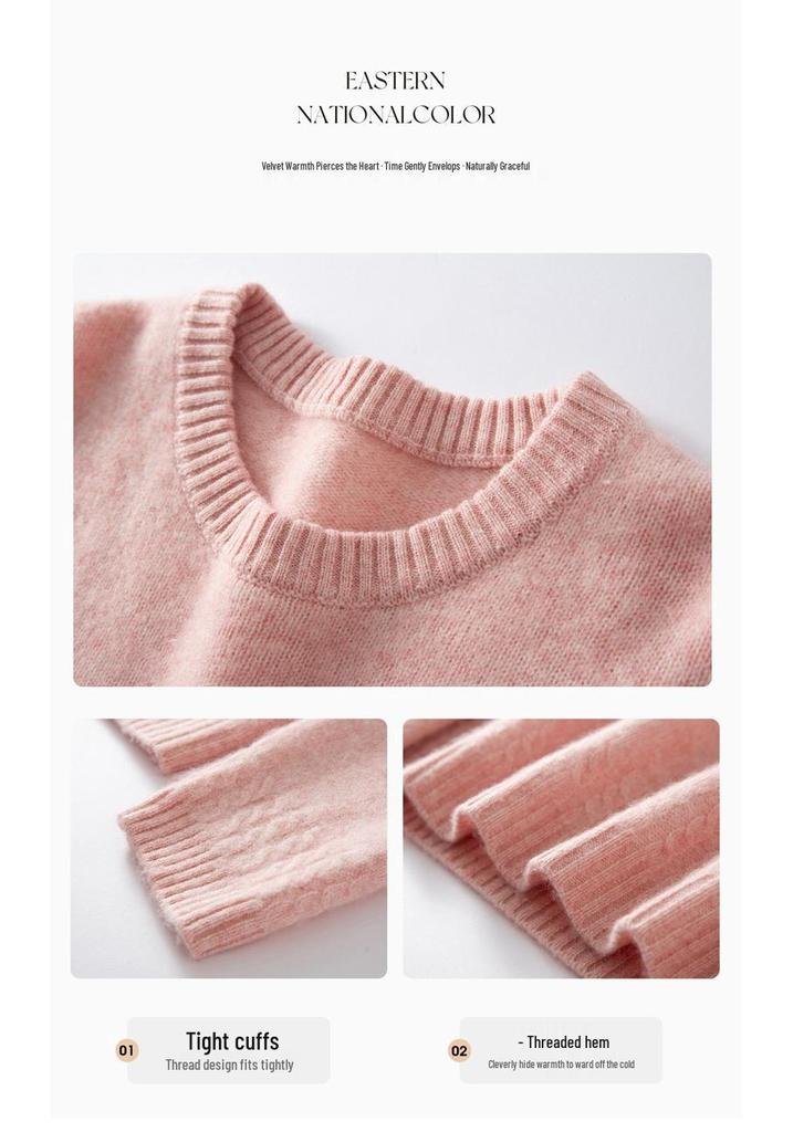 New Autumn/Winter Women's Cashmere Knit Pullover - Loose Fit, Slimming Round Neck