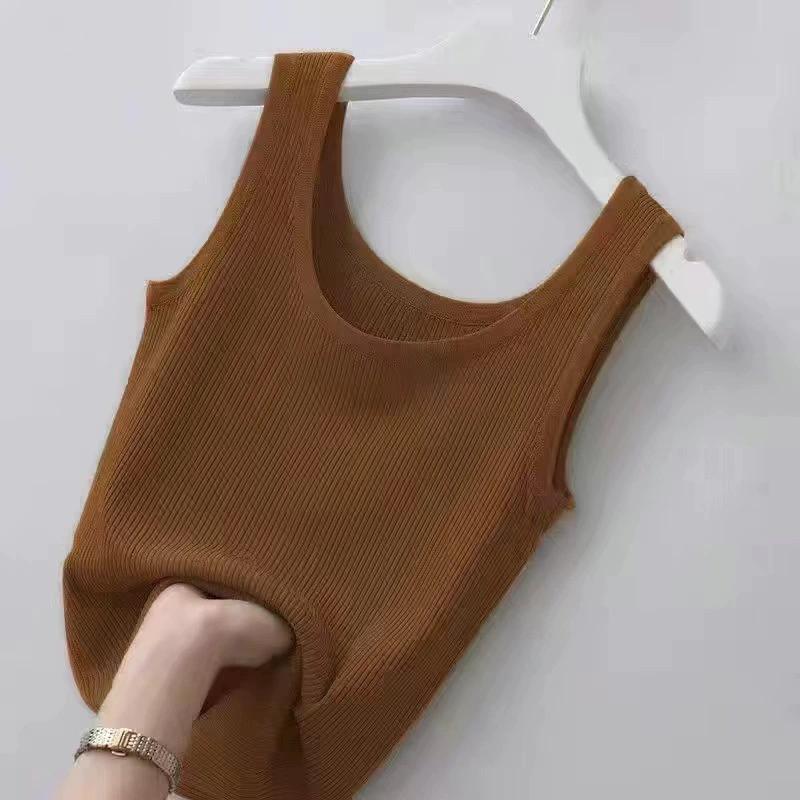 Sling Threaded Vest Women's Large Size Slim Fit Outer Wear Inner Bottoming Shirt Sleeveless Thin Vest