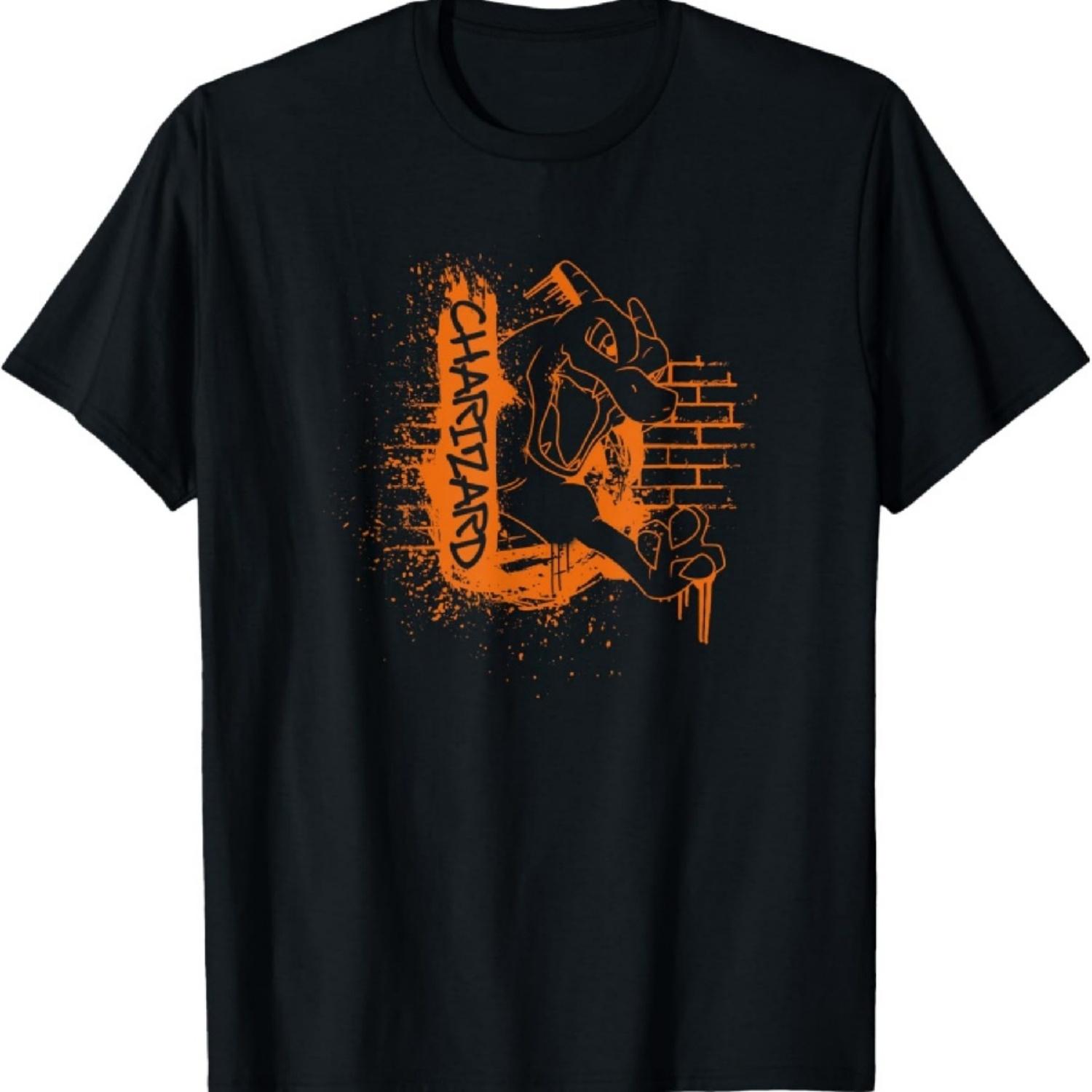 Футболка с логотипом Pokémon Charizard Orange Street Art Graffiti S чёрный