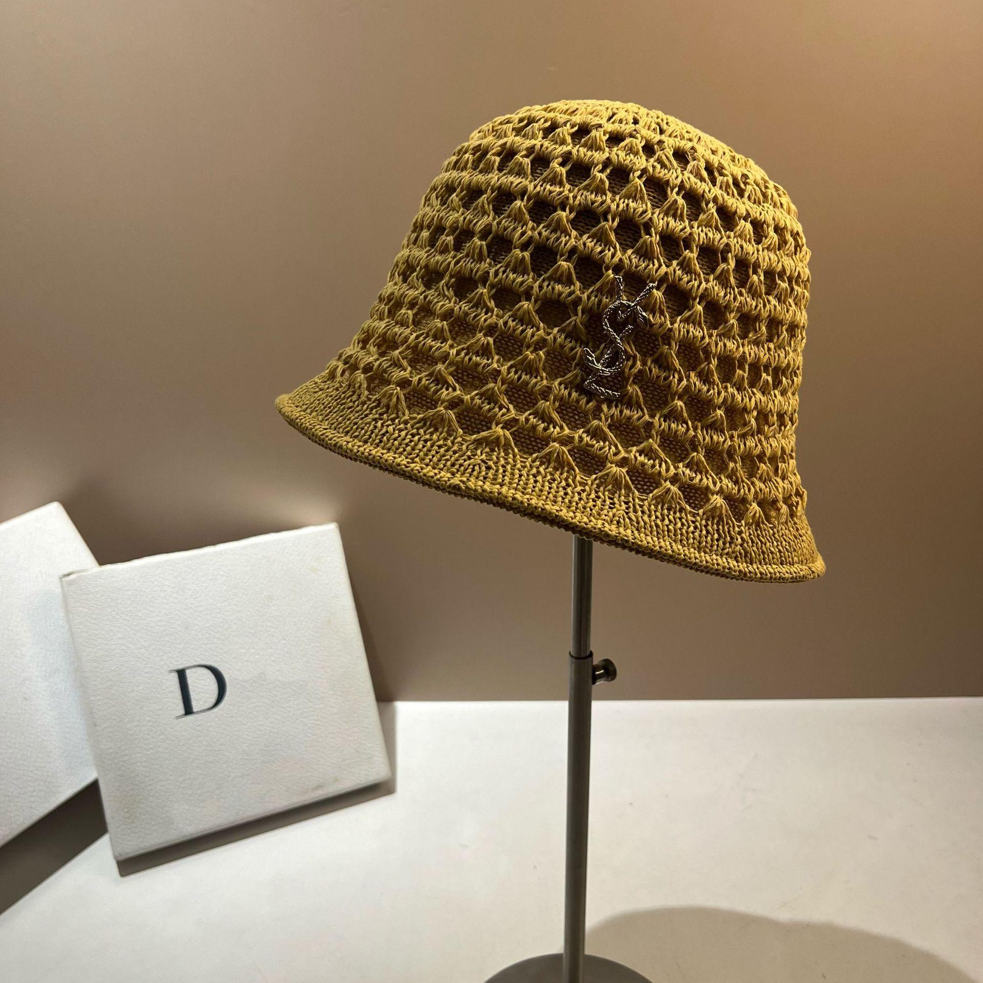 Парижская повседневная двусторонняя вязаная панама-ведро женская весна и лето дышащая универсальная для лица маленькая панама-ведро женская VSL（56-58cm） хаки