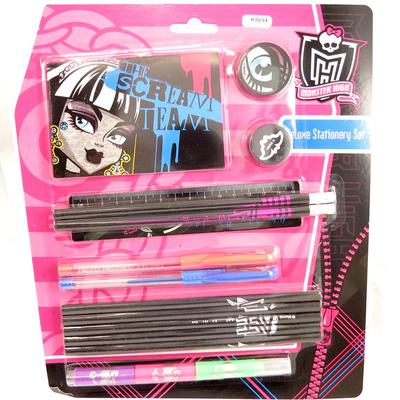 Monster high [K8694] - 'Monster High' Black Pink Stationery Set (14 Pieces)