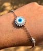 Artisan Crafted 925 Silver Evil Eye Protection Bracelet, Amulet Nazariya, Mother of Pearl Jewelry, Handmade, Handcrafted 7" + 1" Ext, 6.1 Gm