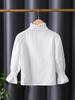 Premium Girls' Lace Stand Collar Long-Sleeved Cotton Top for Spring/Autumn 2025