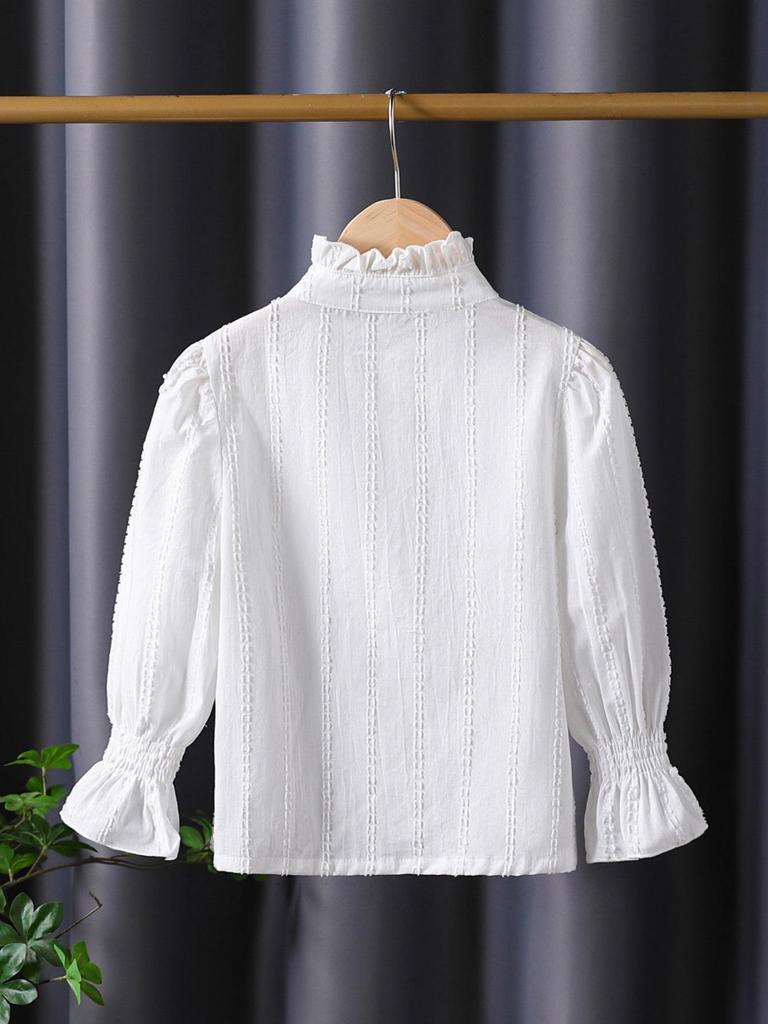 Premium Girls' Lace Stand Collar Long-Sleeved Cotton Top for Spring/Autumn 2025