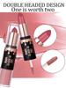 Double Head Matte Lip Glaze Non-stick Cup Velvet Mist Lip Glaze 2-i-1 vanntett, langvarig fuktighetsgivende lipgloss