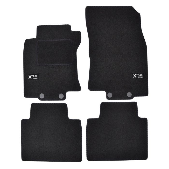 J&;J Automobile | Logo Tapis De Sol Noir Velours Sur Mesure Pour Nissan X-Trail 2014-2016 4pcs
