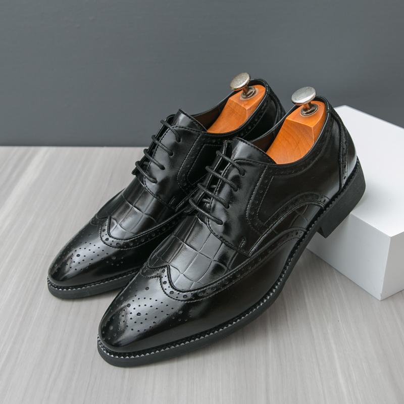 

Fashion Size 38-46 Retro Men Formal Leather Shoes Men Lace-up Business Fashion Suit Leather Shoes Wedding Banquet Shoes Size 38-46 38 чёрный