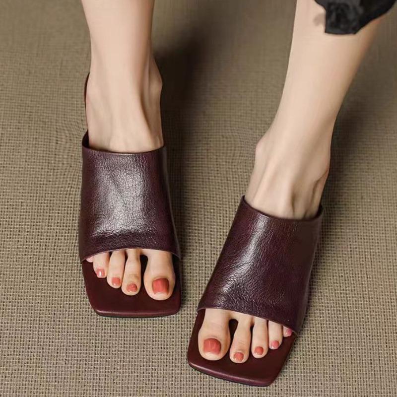 Elegant Women Slippers High Heels Sandals New Trend Heeled Shoes 2025 Summer Dress Woman Pumps Casual Slides Flip-flops