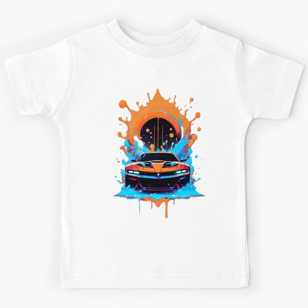 Splash Art Orange Car Kids T-Shirt 120
