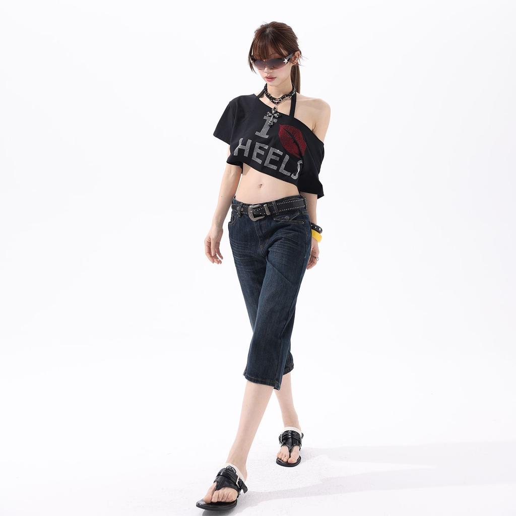 Trendy Spring Summer Slim Fit Denim Cropped Capri Pants For Women Versatile Basic Slimming Casual Bottoms