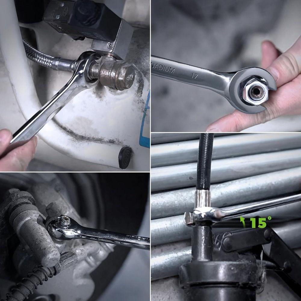 8-19mm Flare Nut Wrench Mirror Finish High Torque Wrench Repair Tool Open Ring Spanner Car Repair