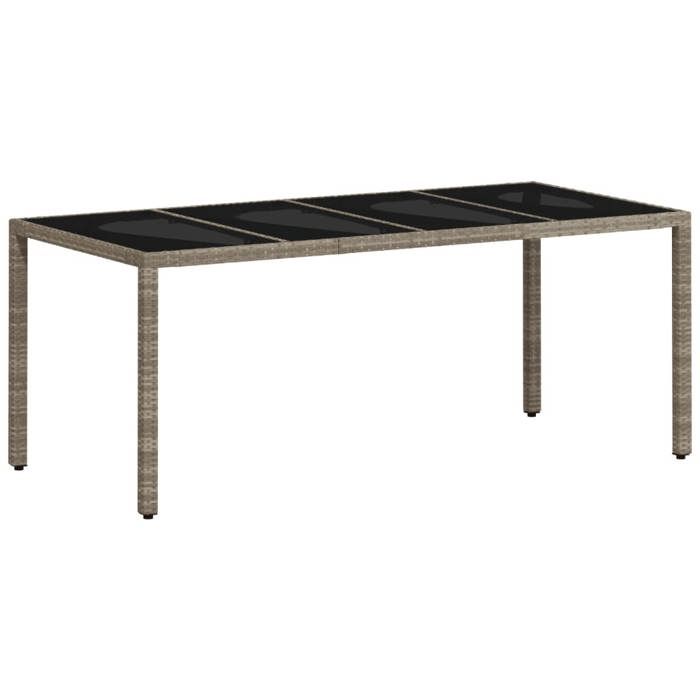 VidaXL Garden Table with Glass Top, Dining Table, Meal Table, Outdoor Patio Terrace Furniture, Light Grey 368128