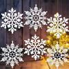 10pcs Festive Snowflake Ornaments - Dazzling Plastic Hanging Pendants for Holiday Decorations, 10cm, Tree Decorations