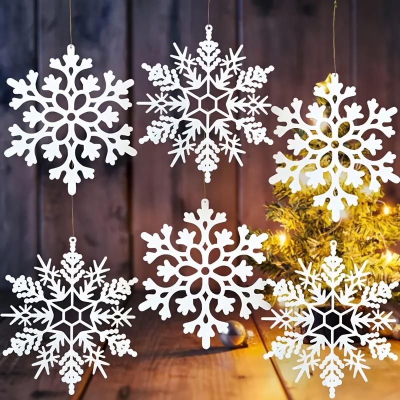 10pcs Festive Snowflake Ornaments - Dazzling Plastic Hanging Pendants for Holiday Decorations, 10cm, Tree Decorations