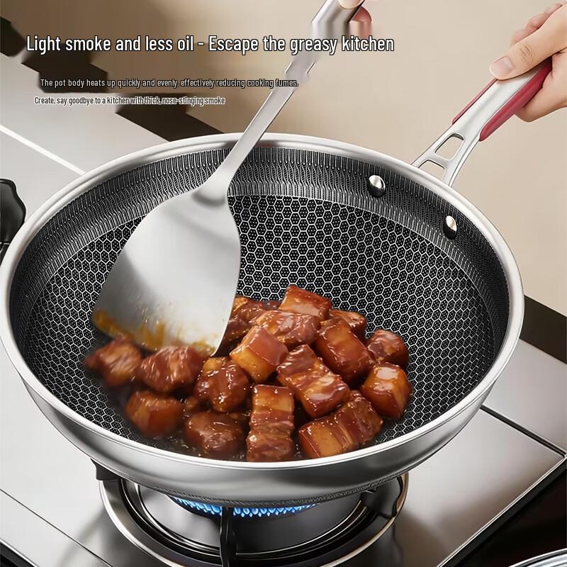 KOBACH 304 Stainless Steel Honeycomb Non-Stick Wok