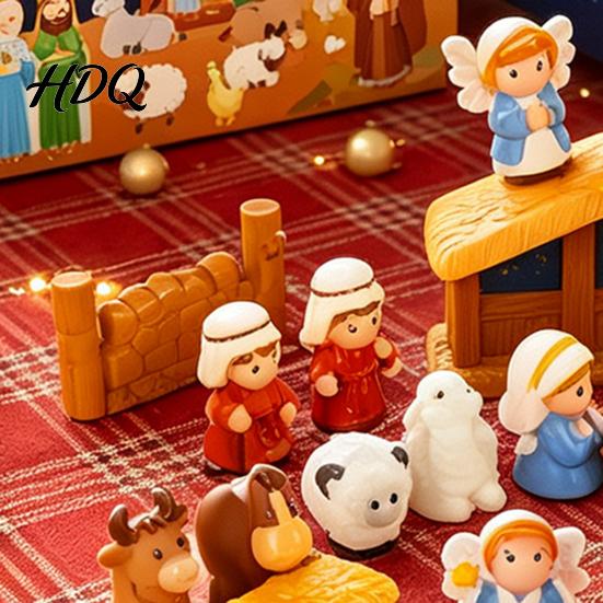 Christmas Calendar for Family Bonding 24 Days Nativity Advent Kids Countdown Waiting Gift Boys Girls with Mini Figurines Interactive Holiday