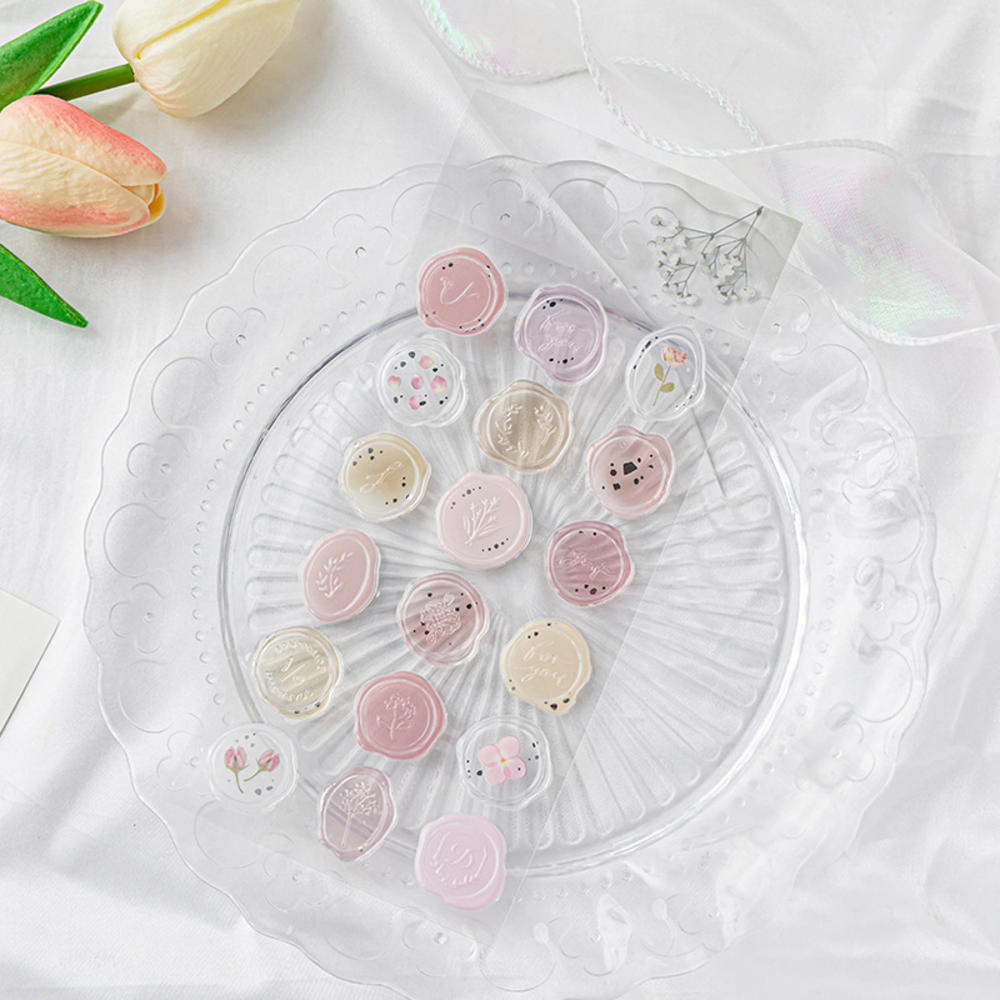 18pcs Vintage Wax Seal Stamp Stickers DIY Scrapbooking Journal Planner Decorations Envelope Plastic Sealing Wax Labels