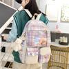 Five-piece Bag Girl Student Plaid Backpack For Junior High School Students