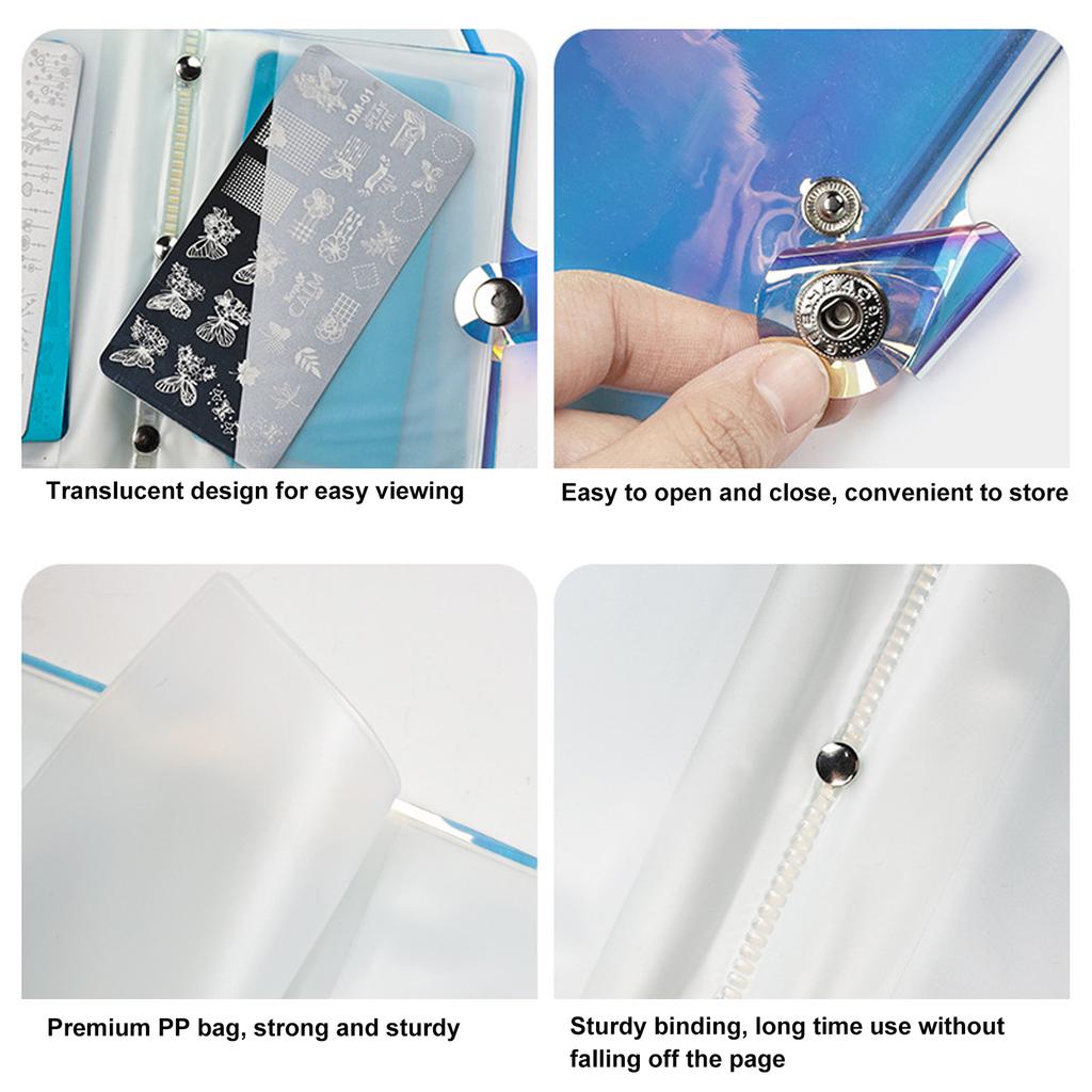 3pcs Nail Stamping Plate Case Retangle Stamp Stamping Image Frosted Large Capacity Nail Art Plate Holder Organizer