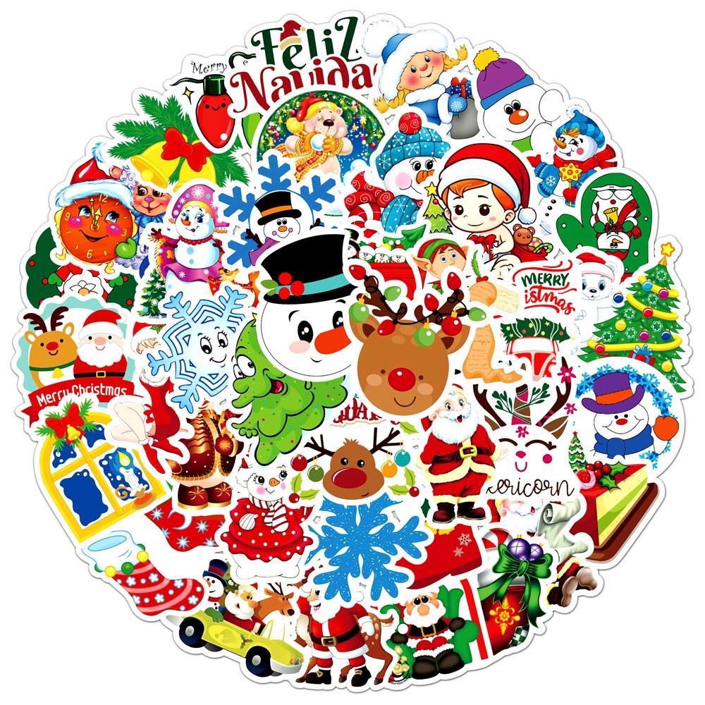 50 Christmas Themed Cartoon Stickers For Scrapbooking And Decorations