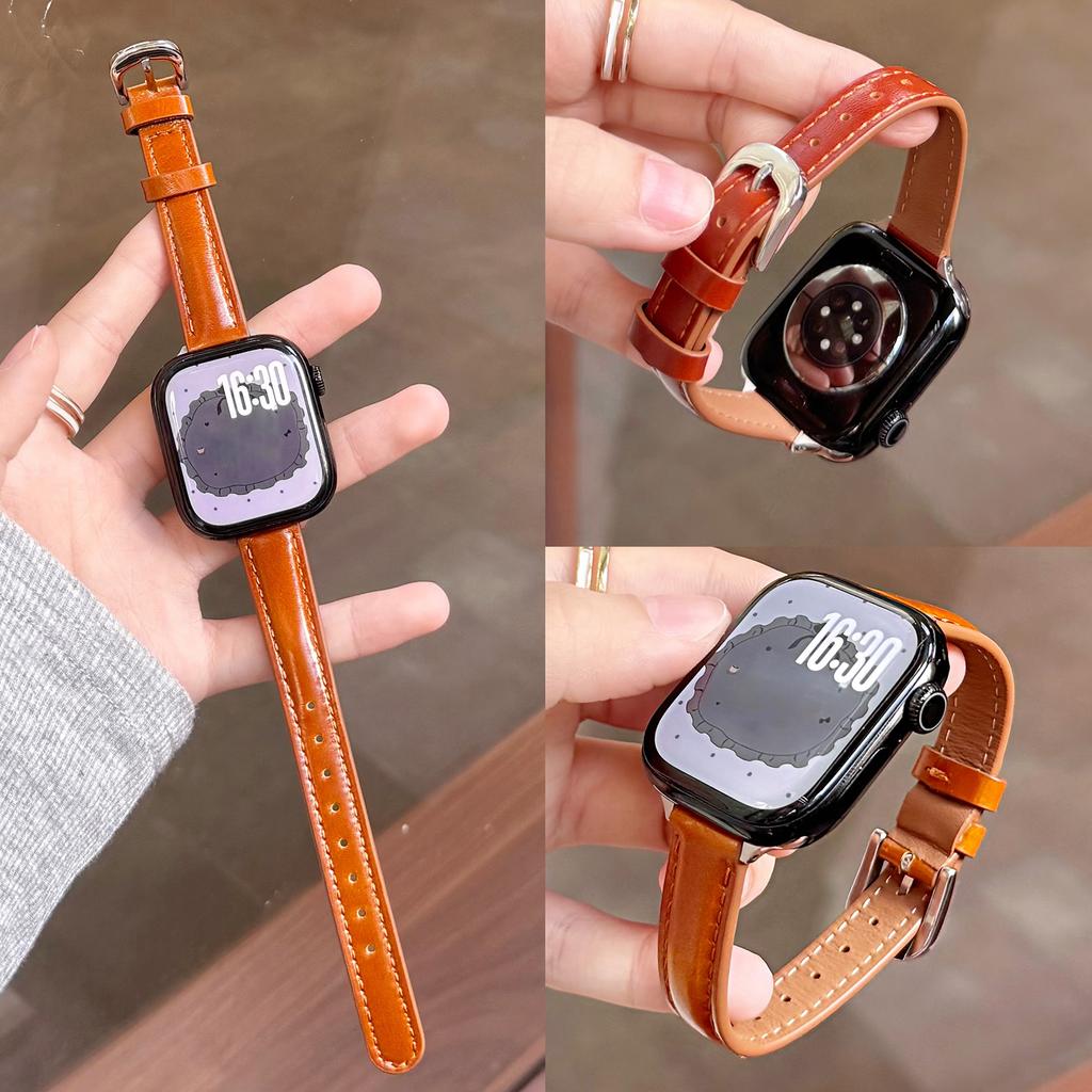 Hochwertiges geöltes Lederarmband für Apple Watch 49 46 45 44 42 41 40mm Mädchen Geschenk für IWatch Vollständige Serienmodelle S11 S10 S9 S8 S7