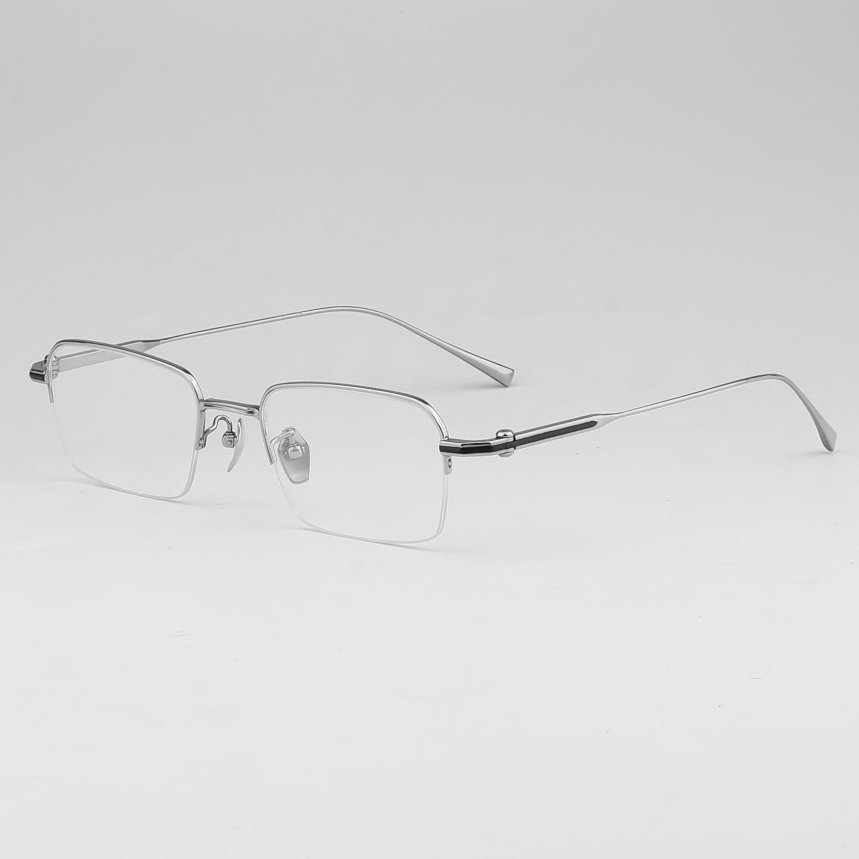 Zuo Mu Titanium Half-Rim Glasses Frame: Elegant Gold Wire Design