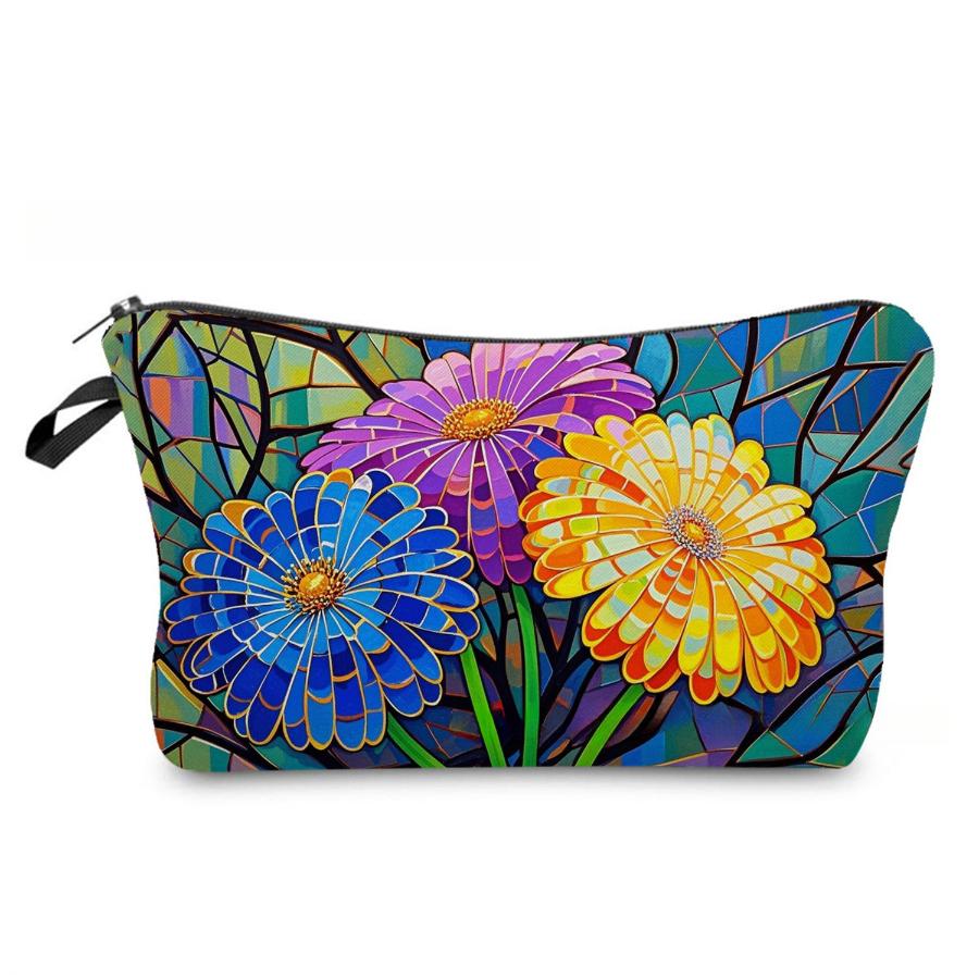 Damen Blume Muster Kosmetiktasche Toilettenartikel Organizer Reise Aufbewahrungskoffer 6971 KTB