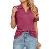 2026 Spring/Summer New Women's Fashion Solid Color Short Sleeve Turn-down Collar Pocket Loose T-shirt Top for Women