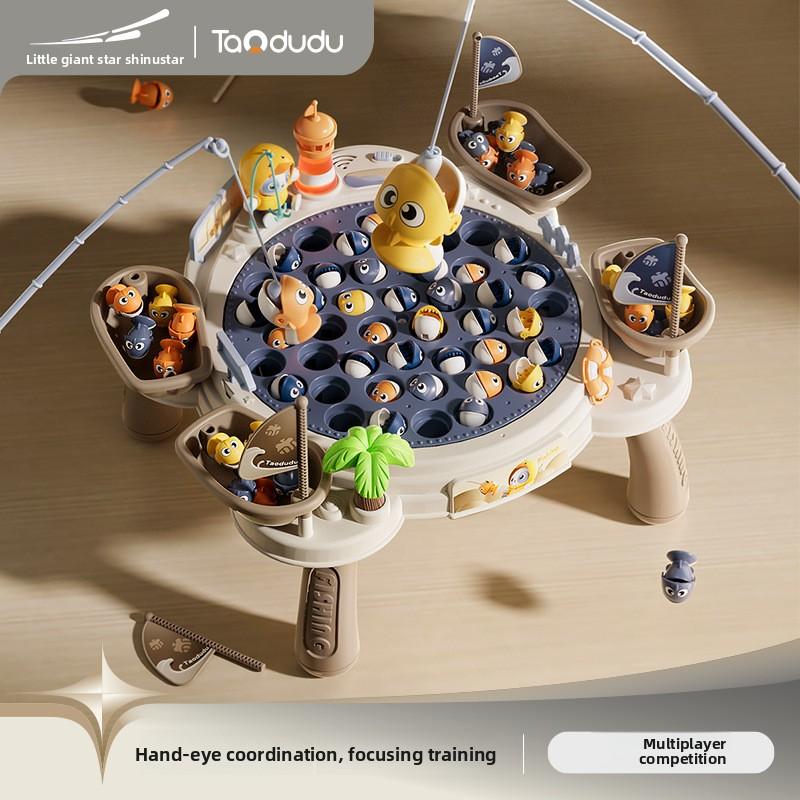 Magnetisches Angelspiel für Kinder Elektrisches Angelspiel mit Musik Drehspiel Angelrute Bildung Baby 3 Jahre Geschenke