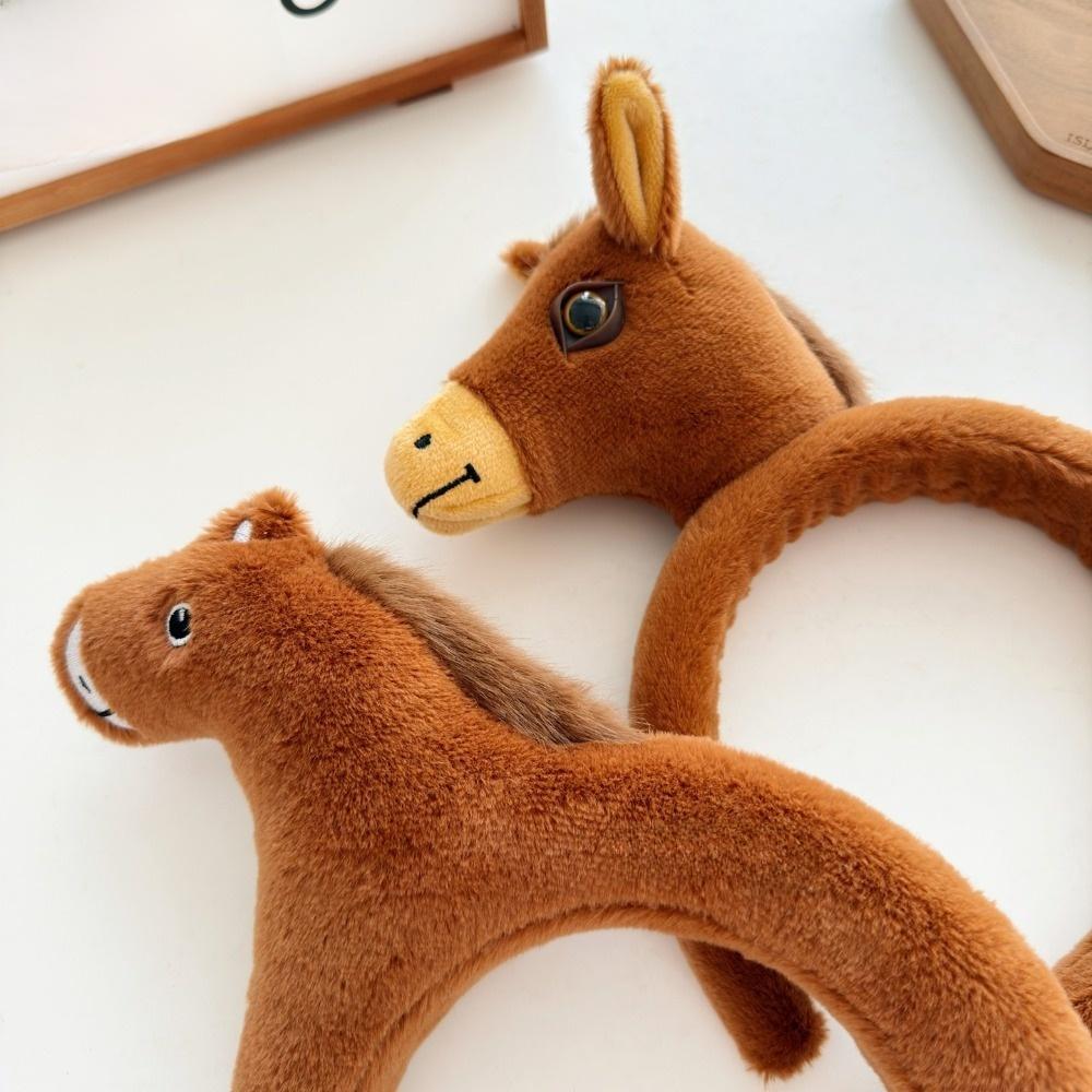 Cartoon Mascot Plush Headband Soft Pony Doll Headpiece Creative Horse Hair Hoop  Photo Props