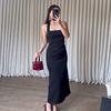 European and American Women's Clothing Spring and Summer Backless Neck Collar Sleeveless Long Dress Waist and Hip Temperament Dress