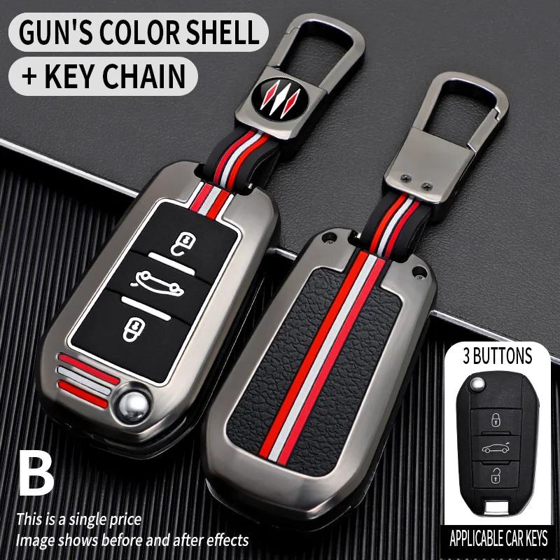 3 Bottons Metal Car Key Cover Fob Case Shell For Peugeot 2008 3008 308 408 508 4008 5008 For Citroen C4 C6 C3-Xr