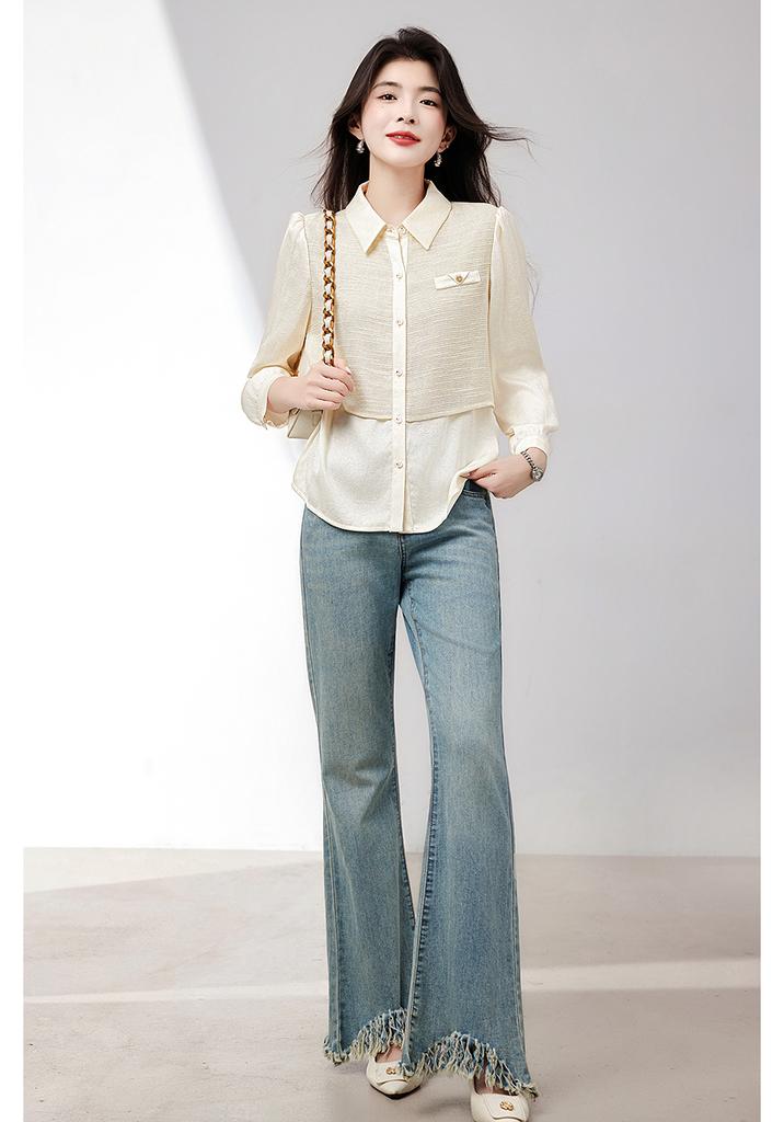 Casual collar, fashionable temperament, patchwork shirt, small shirt