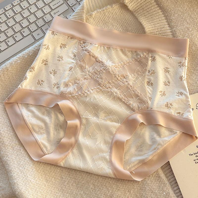Ladies Spring and Autumn Lace Mini Pressure Abdominal 10A Antibacterial Antibacterial Crotch High Waist Triangle Briefs