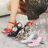 MCLUBGIRL Versatile Light Luxury Temperament Square Head Low Heel Summer 2025 New Transparent Rhinestone Sandals Sandals