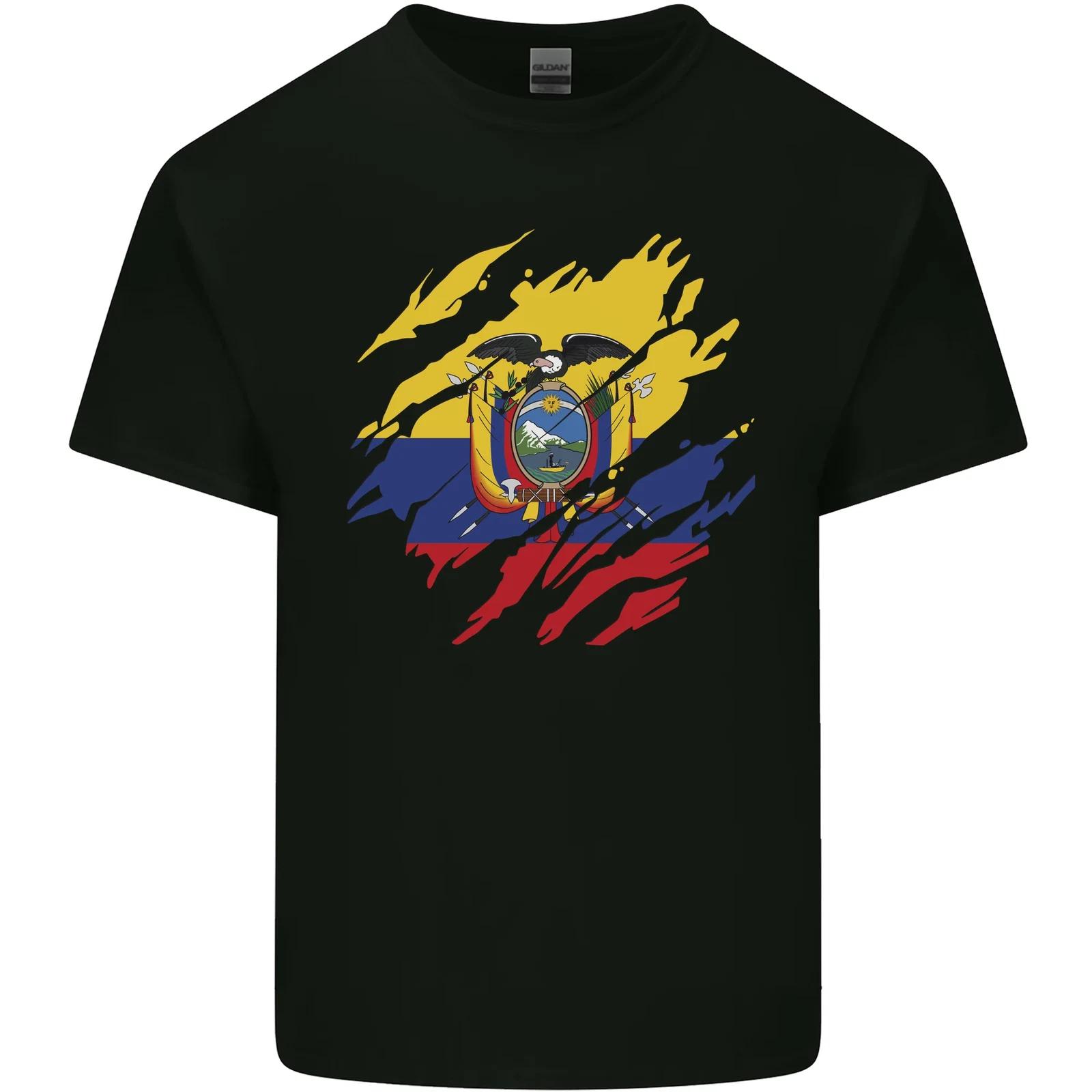 Torn Ecuador Flag Ecuadorian Day Football Kids T-Shirt Childrens 2XL