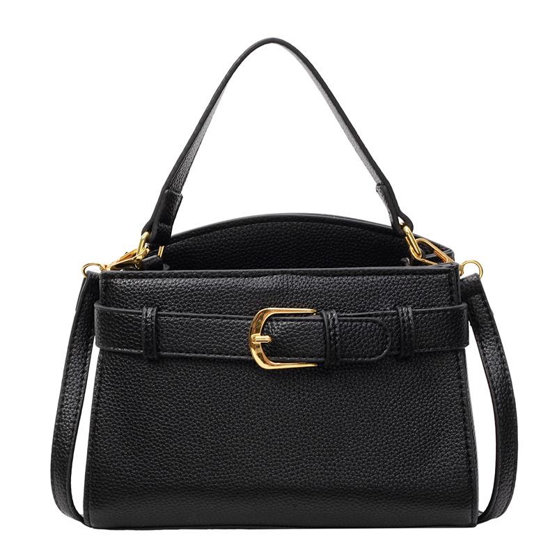 Premium Lychee Pattern Small Square Bag Women's 2025 New Summer Fashion Shoulder Bag Foreign Style Belt Buckle Handbag Bag