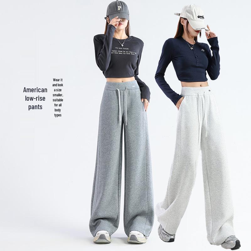 Autumn/Winter American Casual High Waist Slimming Sweatpants - Narrow/Wide Leg, Straight Cut, Loose Fit, Comfortable Outerwear.