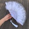 Lolita Pírkový Skládací Vějíř Japonská Sladká Víla Dívka Temný Gotický Dvorní Tanec Ruční Vějíř S Přívěskem Dárek Svatba Párty Dekorace